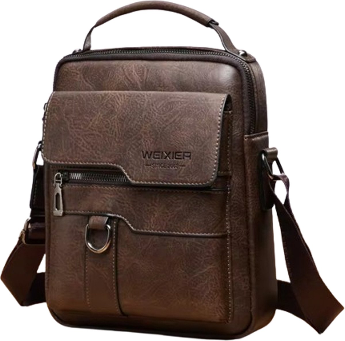 Avoir Avoir®-Mannen Schoudertas-Reis schoudertas heren -Stijlvol en Functioneel-Hoogwaardig PU-leer-Optimale beveiliging-Donker Bruin -22x8x26cm-Organisatie-Veelzijdigheid-Comfort
