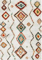 sweeek - Shaggy interieur tapijt, berber stijl, lange pool, crème en veelkleurig