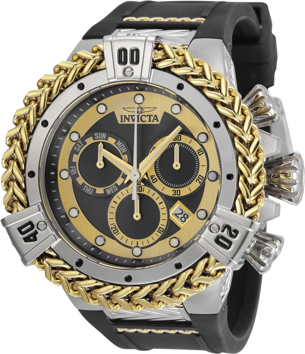 Invicta Bolt - Hercules 35580 Heren Horloge - Waterdicht - Analoog - Quartz Uurwerk - Roestvrij Staal met zwarte Wijzerplaat