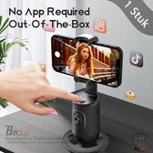 Borvat® - Auto Tracking Telefoonhouder - Auto Face Tracking Statief - Draagbare Alles-in-één Slimme Selfie Stick 360 Rotatie Snelle Face & Object Tracking Cameraman Robot Mount Voor Telefoon Video Vlog Live Streaming - Zwart