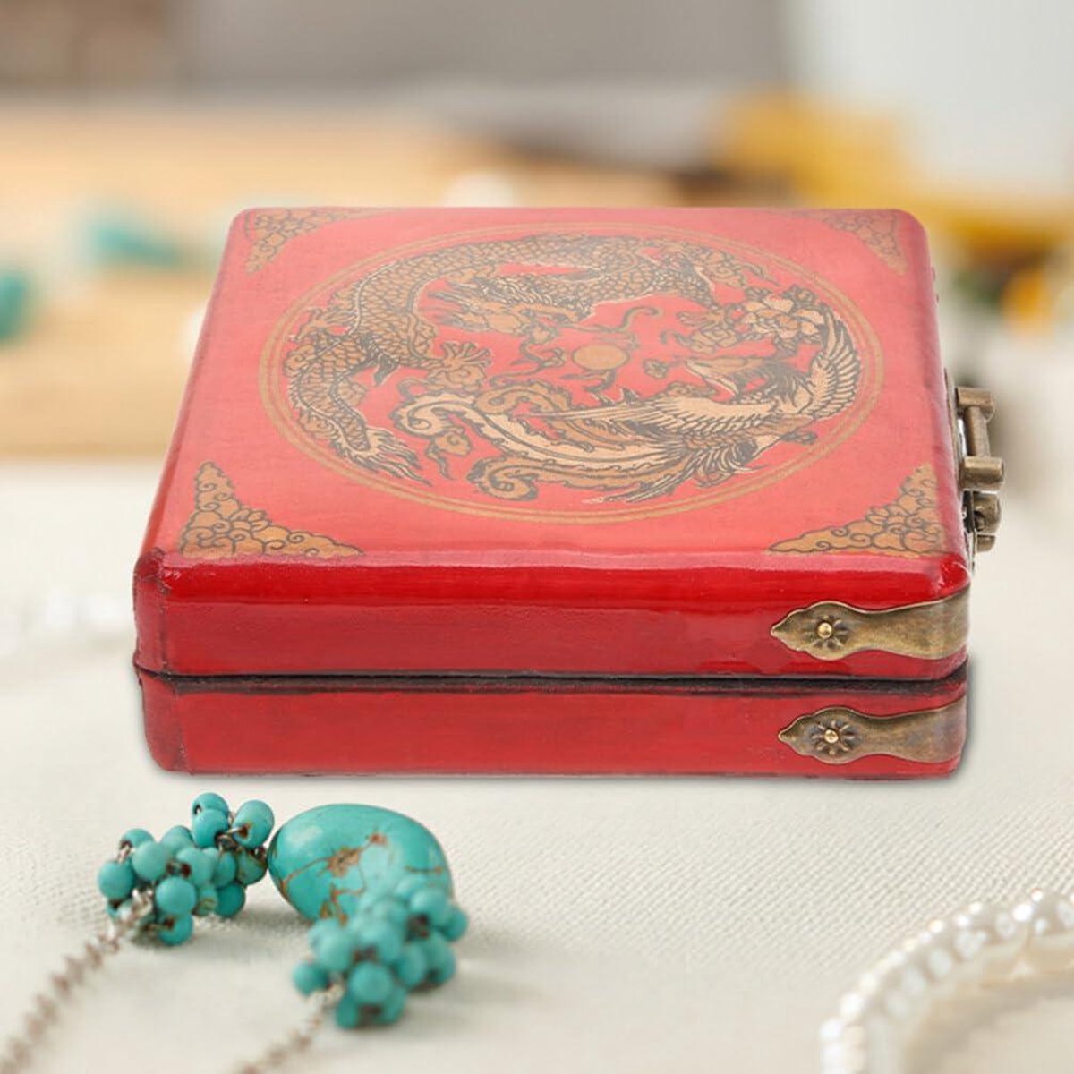 Juwelendoos Chinese retro juwelen doos opbergdoos cosmetische doos ring oorbel ketting armband horloge kleine sieraden opbergdoos houten juwelendoos Sieraden-organisers