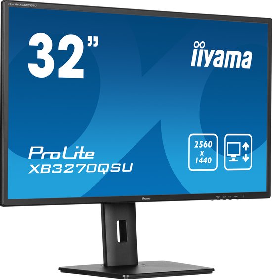 iiyama 32 inch QHD IPS monitor XB3270QSU-B1, 2560×1440, 3 ms, mat scherm, USB-hub, verstelbaar