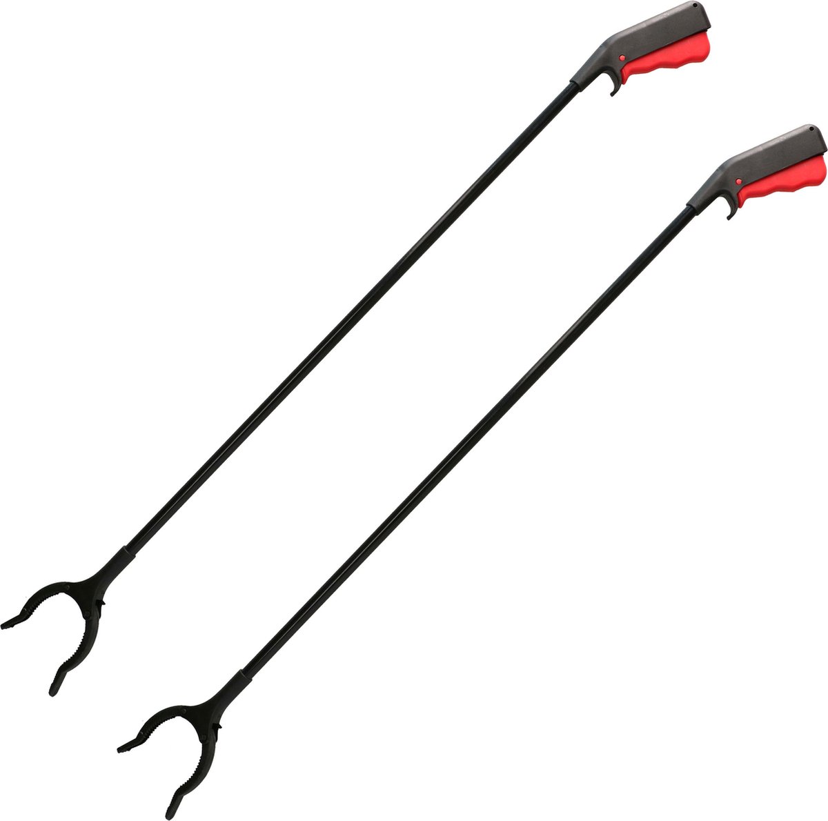 Goedkoopste Pakket van 2x stuks zwarte kunststof afvalgrijpers 82,5 cm - Vuilnis opruimen - Grijparmen/afvalgrijpers/vuilnisgrijpers zwart