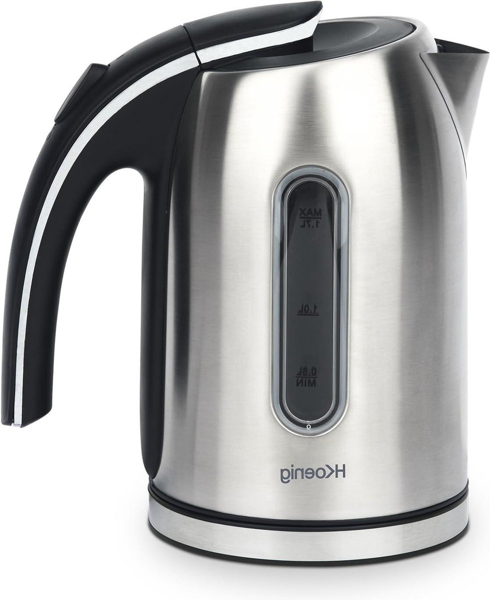 Waterkoker 1.7L Roestvrijstaal - Snelkokend en Compact - 2200W - Zichtbaar Waterniveau - Afwasbaar - Verlichte indicator