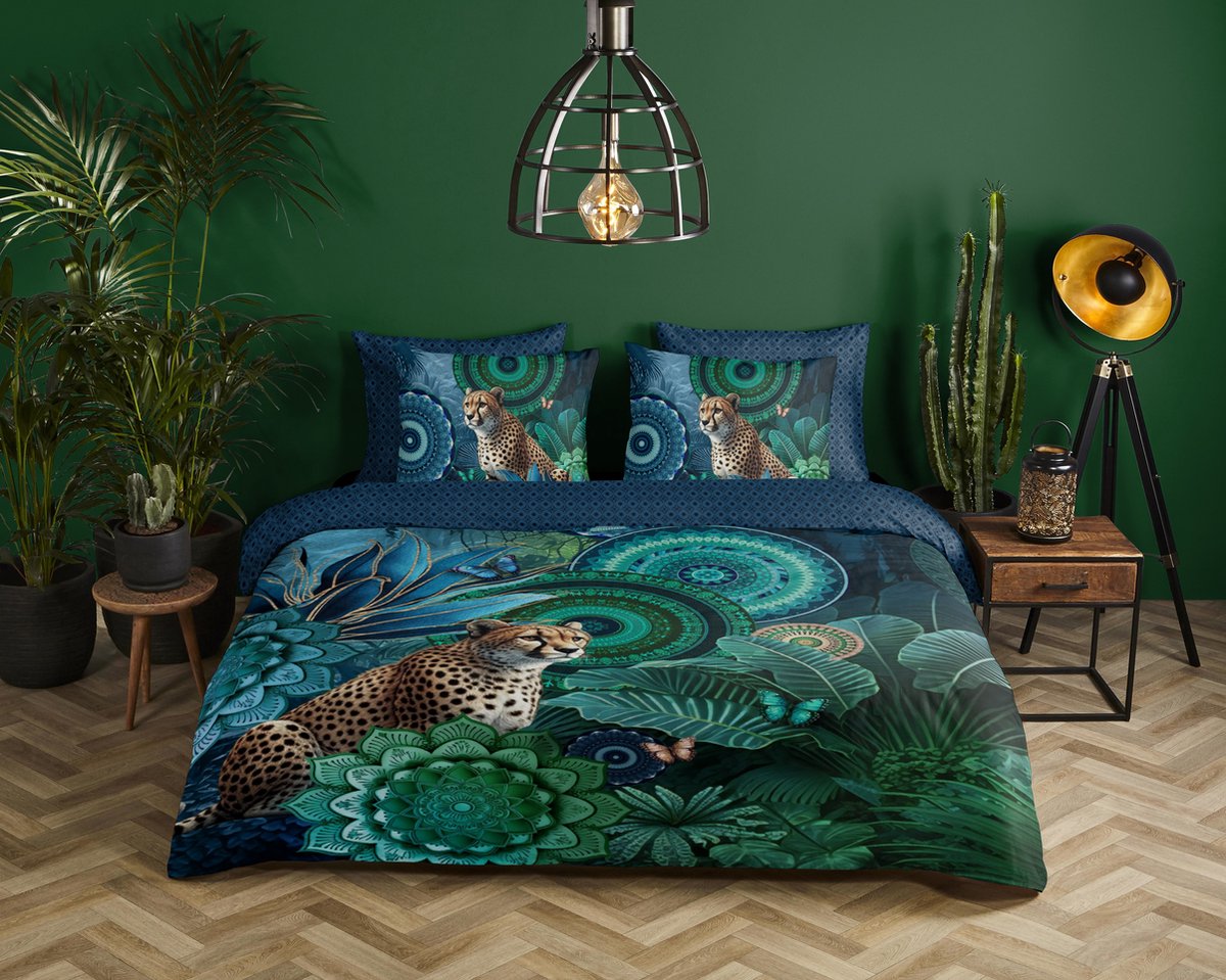 HIP dekbedovertrek mandalas & luipaard - Lits jumeaux 240x200/220 cm - Multi - 100% Katoen satijn