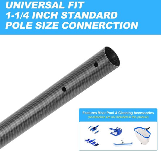 Professionele telescopische zwembadstang - Koolstofvezel - 113-365 cm - skimmernet - zuigkop - borstel — afbeelding 4