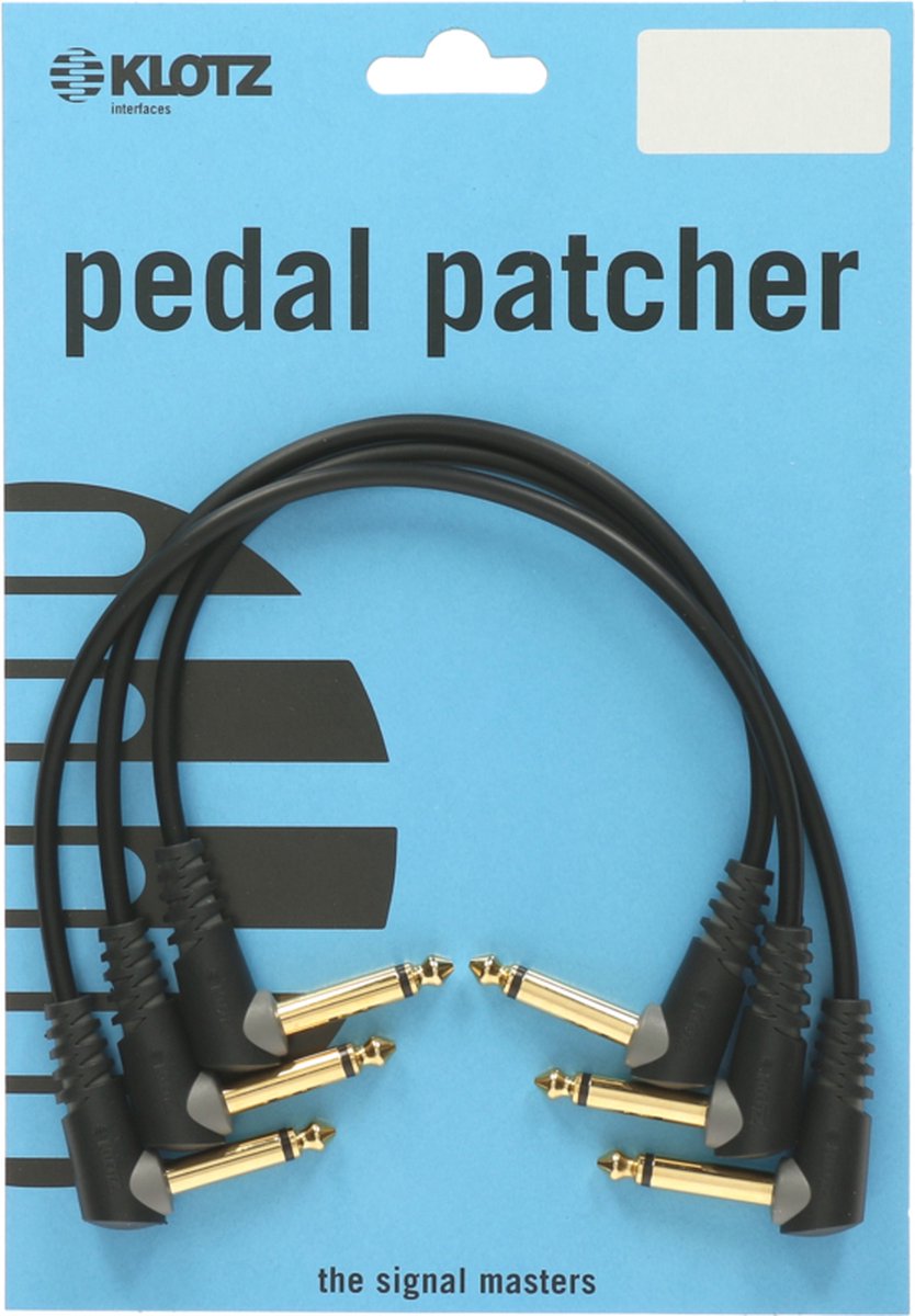 Klotz PP-AJJ0015 patchkabel 15 cm ongebalanceerd haaks 6.35mm (set van 3)