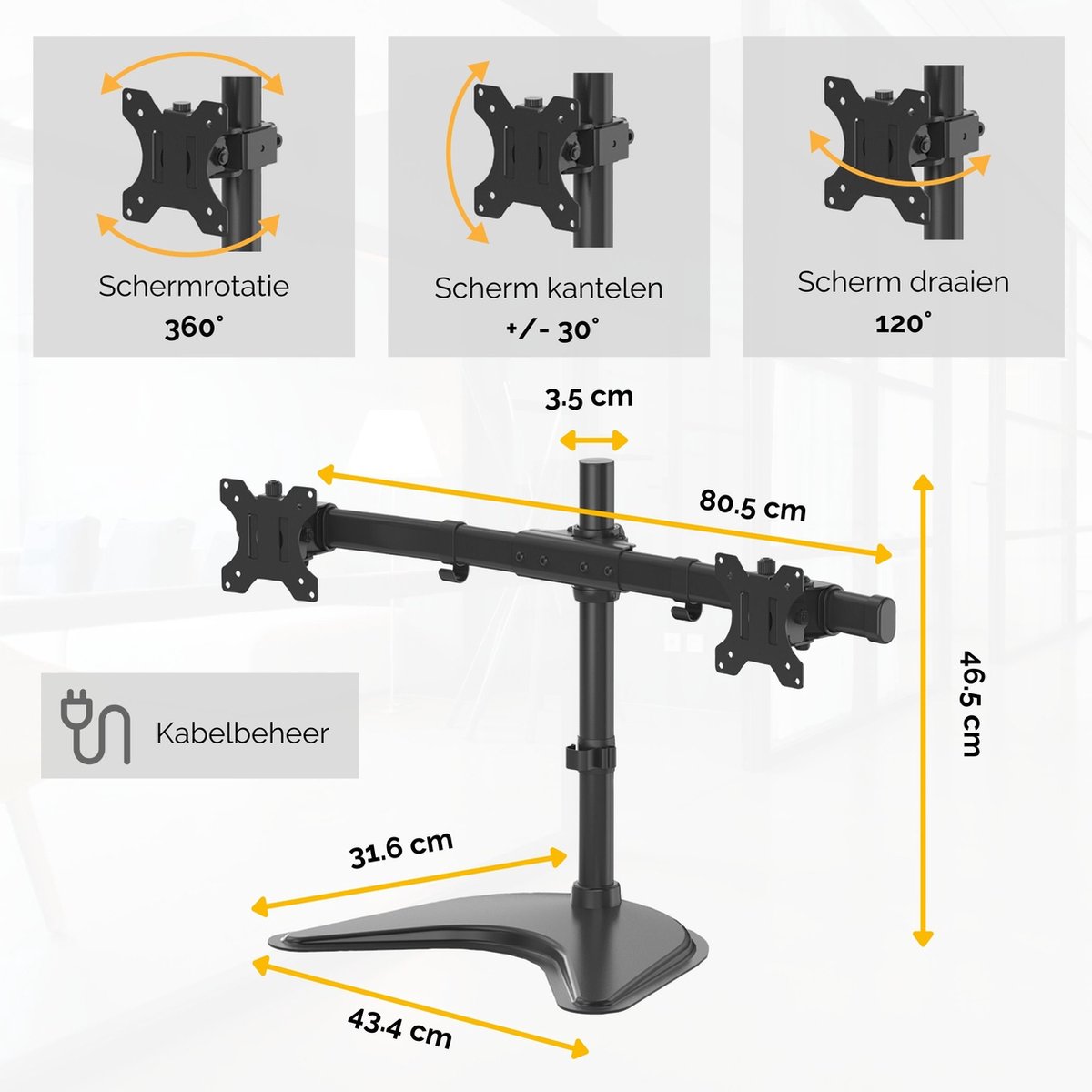 Fellowes Seasa Dubbele Monitorarm Vrijstaand thumbnail 7