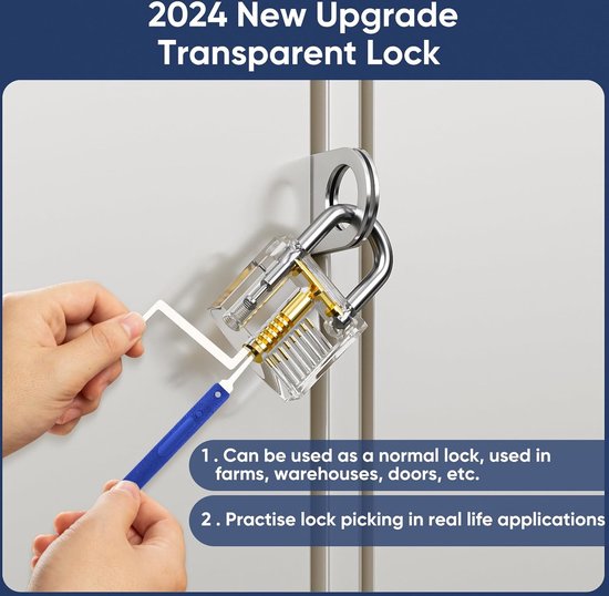Eventronic 38 4 Stück Lockpicking Set, [2026 Schwierigkeit Upgrade & Geschenk Ideal] Dietrich Set mit 4 Transparente Schlösser und 4 Schwarze Verschlusshülsen, Handbuch für Anfänger & Profisrleicht