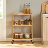Bol.com Keukentrolley Huddinge 80x53x30 cm naturel en zwart [en.casa] aanbieding