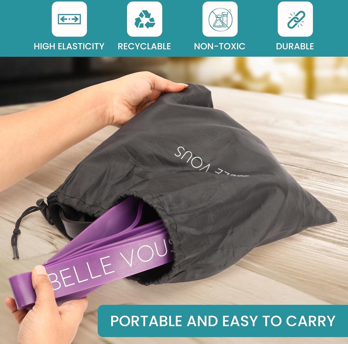 4-delige set weerstandsbanden – Fitness, krachttraining & revalidatie – Fysio Essentials
