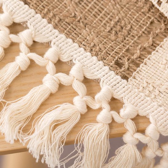 Brylleii Macramé tafelloper modern katoen linnen 30 x 240 cm elegant rustiek beige tafelloper boho vintage wasbaar boho chic tafeldecoratie bruiloft keuken