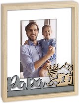 APOMOONS 10 x 15 cm fotolijst, houten lijst, personaliseerbaar, dubbelzijdige fotolijst, houten draaibare fotolijst met harthanger, doe-het-zelf fotolijst, cadeau voor mama (houtnerfkleur
