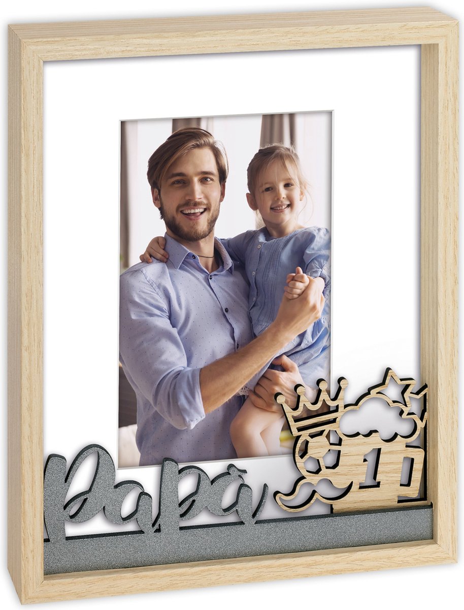 Zep Houten Fotolijst Danilo met tekst PAPA voor foto formaat 10x15 cm - PQ4546 Bruin
