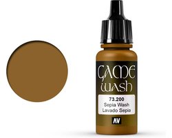Vallejo Hobbyverf Acrylverf - 73200 Game Color Wash - Sepia - Acryl - Verf flesje - 18 ml