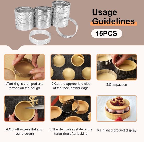 8 Stks Roestvrijstalen Taartring, Hittebestendige Geperforeerde Cake Mousse Ring Ronde Dubbel Gerolde Taart Ring Metalen Mal 8cm