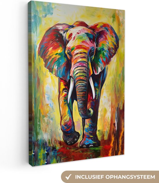 MuchoWow© Canvas Schilderij 60x40 cm Kamer Decoratie Woonkamer Schilderijen Slaapkamer Room Decor Wanddecoratie Wall Art Painting Unicorn - Regenboog - Kinderen - Meiden - Auto