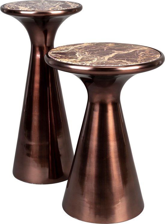 Dutchbone Mount Table d'Appoint Ronde 25x25 cm Marbre Marron