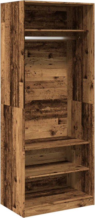 VidaXL Kledingkast 80x50x200 cm Bewerkt Hout Zwart, Garderobe, Slaapkamer, Hoge Kast