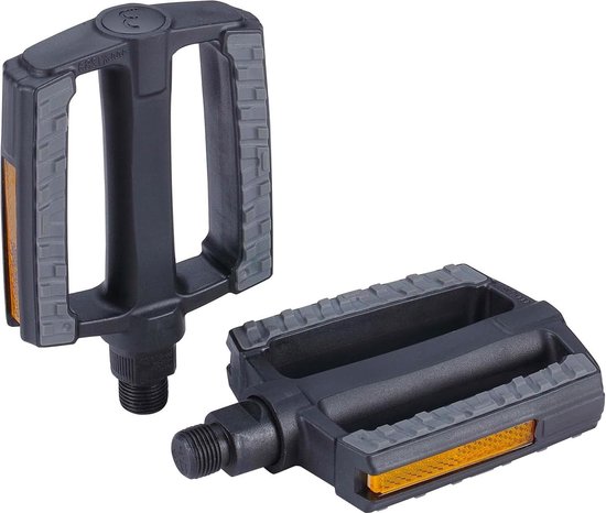 AARON City fietspedalen met antislip rubber grip en afgedicht industrieel kogellager, trekkingpedalen met reflectoren voor e-bike, trekkingfiets, stadsfiets, zilver/zwart