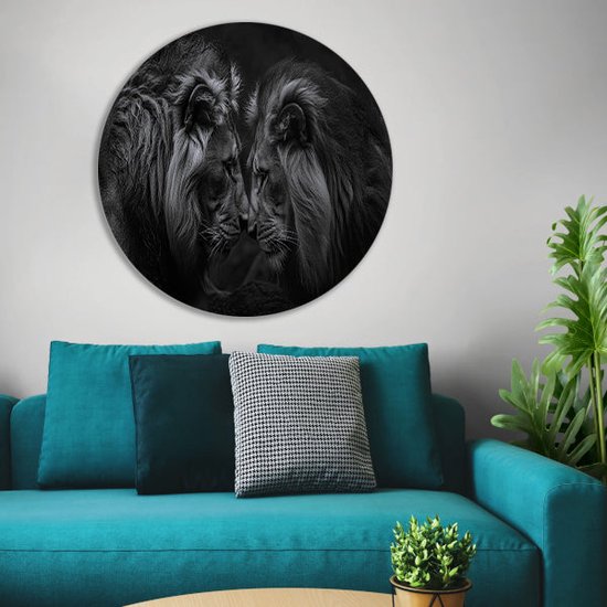 Décoration murale Lion ronde - Tableau Animaux rond - Tableau rond Lion - Décoration murale industrielle - Forex - Accessoires de bureau cercle mural forex 50x50 cm