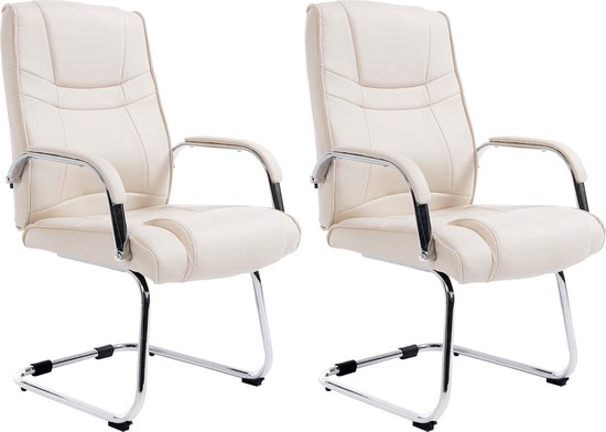 CLP Attila Set van 2 Eetkamerstoelen - Kunstleer creme