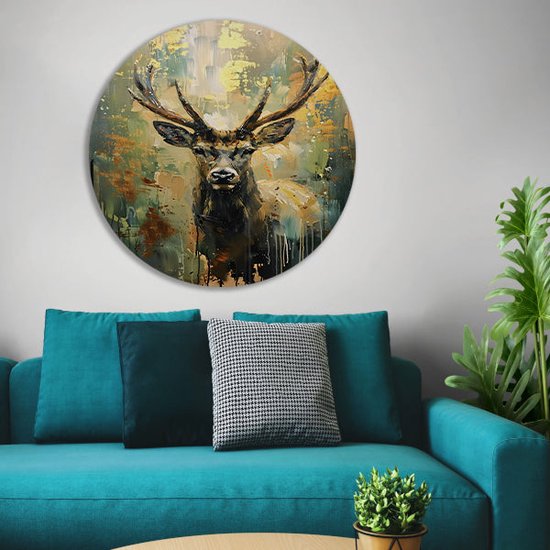 Décoration murale cerf ronde - Décoration murale Animaux ronde - Peinture Peinture Peinture - Décoration murale moderne - Cercles muraux - Décoration murale bureau cercle forex 50x50 cm
