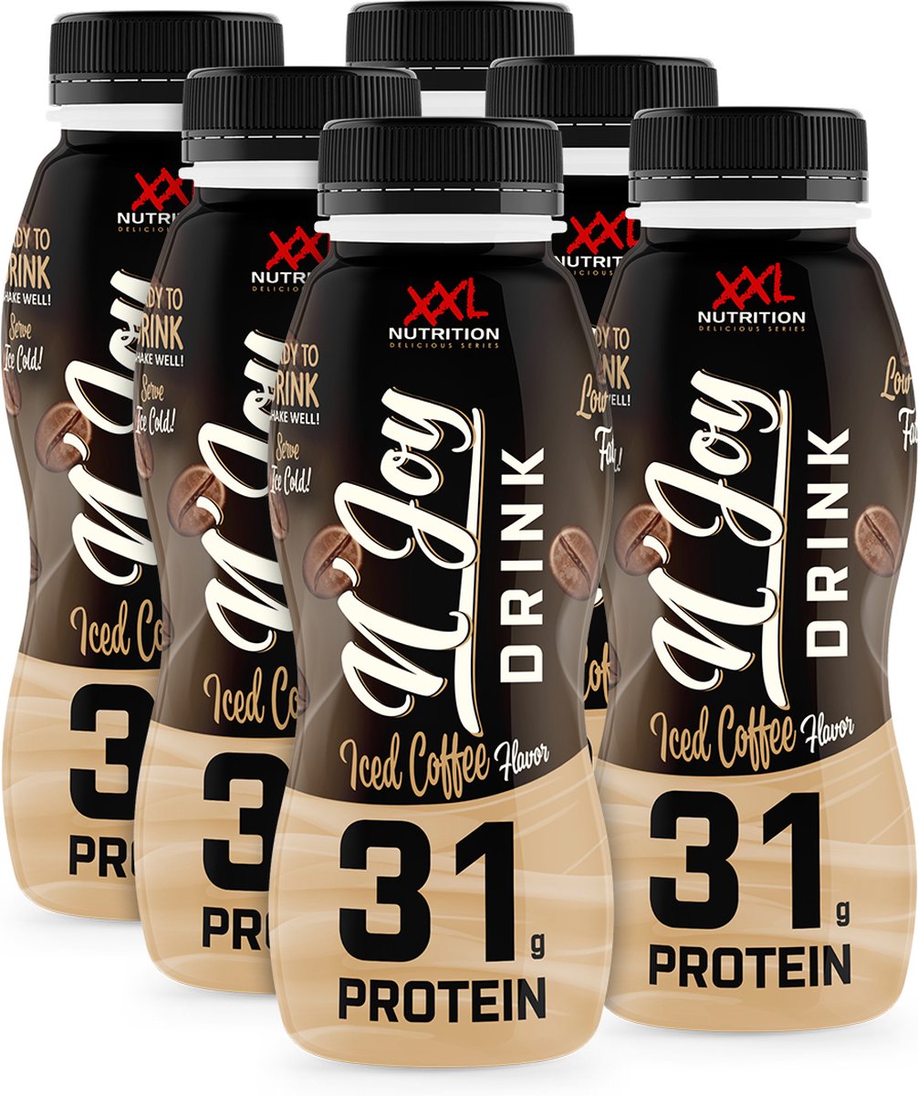 Goedkoopste XXL Nutrition - N'Joy Protein Drink - Iced Coffee - Kant en Klare Eiwitshake, Proteďne Supplement - 80 Caseďne & 20 Whey - Diverse Smaken - Iced Coffee - 6 Pack