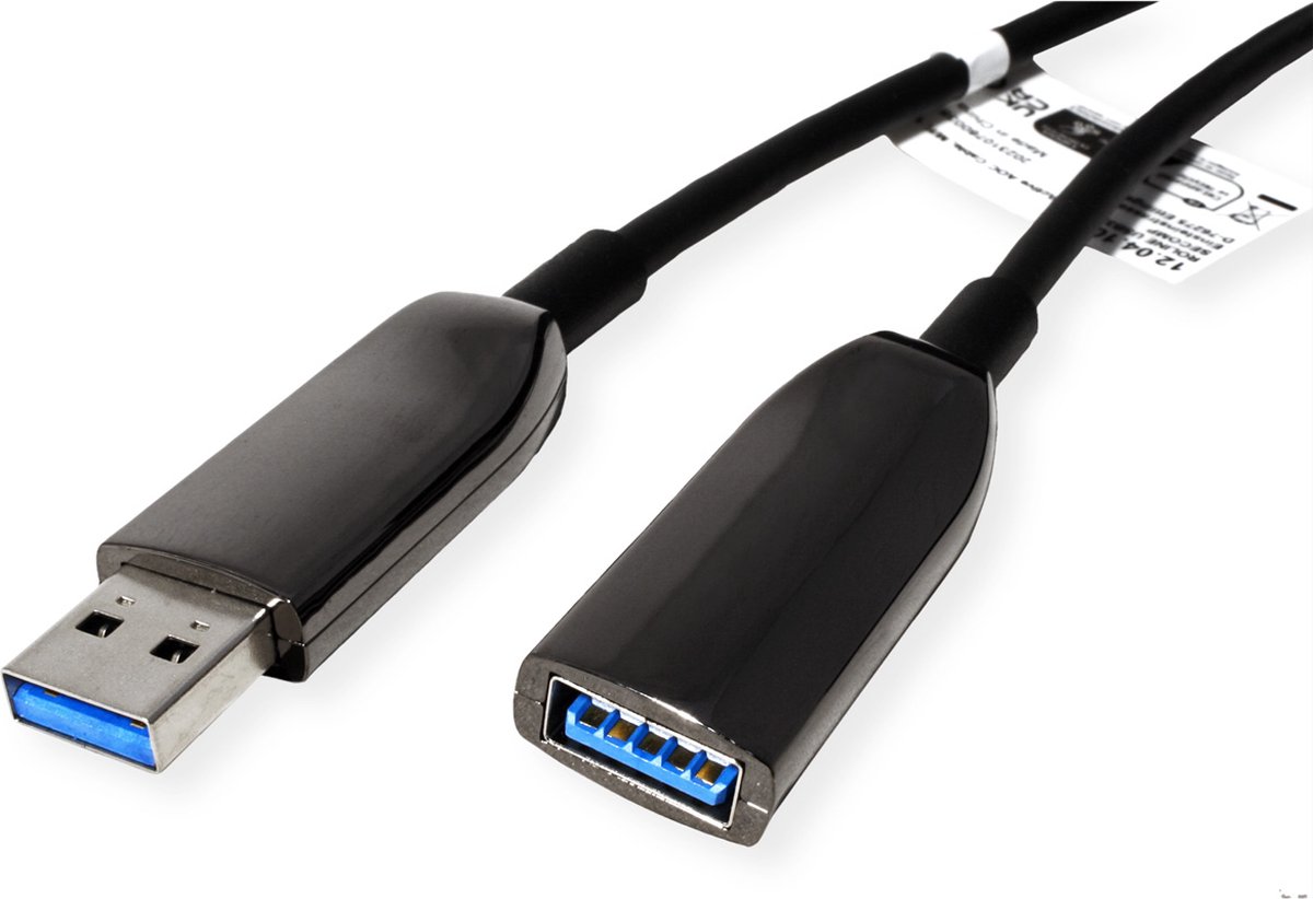 ROLINE Aktieve USB 3.2 Gen 1 verlengkabel, AOC, zwart, 15 m