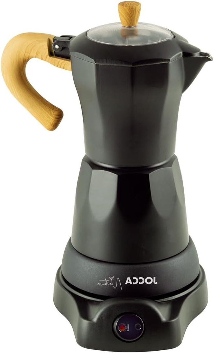 Italiaans koffiezetapparaat serie Nature Black 6 kopjes draadloze kan elektrische bodem 360 graden rotatie koud handvat automatische uitschakeling houdt warmte vast - zwart