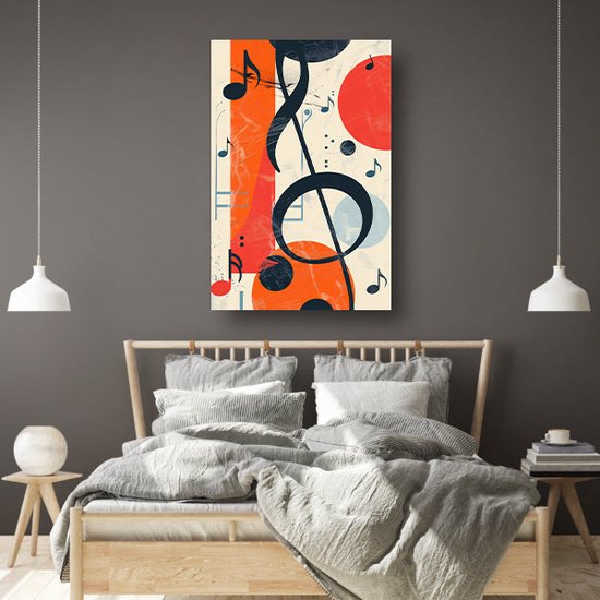 Tableaux notes de musique - Tableaux Musique - Décoration murale Clé de sol - Tableaux modernes - Peintures sur toile - Toile d'art mural 50x70 cm