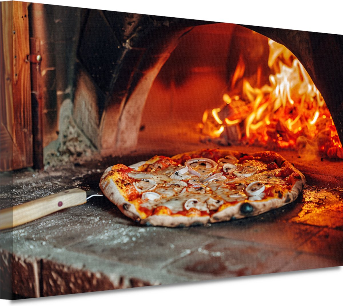 Pizza portret - Eten wanddecoratie - Canvas schilderij Oven - Muurdecoratie kinderkamer -