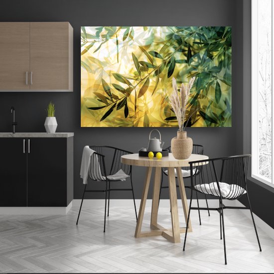 Portrait de branche - Tableau nature - Peinture sur toile Feuilles - Tableau moderne - Tableaux sur toile salon - Décoration murale chambre toile 70x50 cm