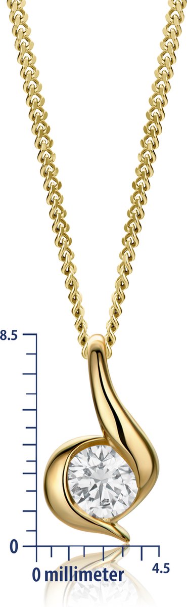 Miore Pure Collier Ketting Dames - 14 Karaat Goud - Met Diamanten - Met Hanger - 45 cm