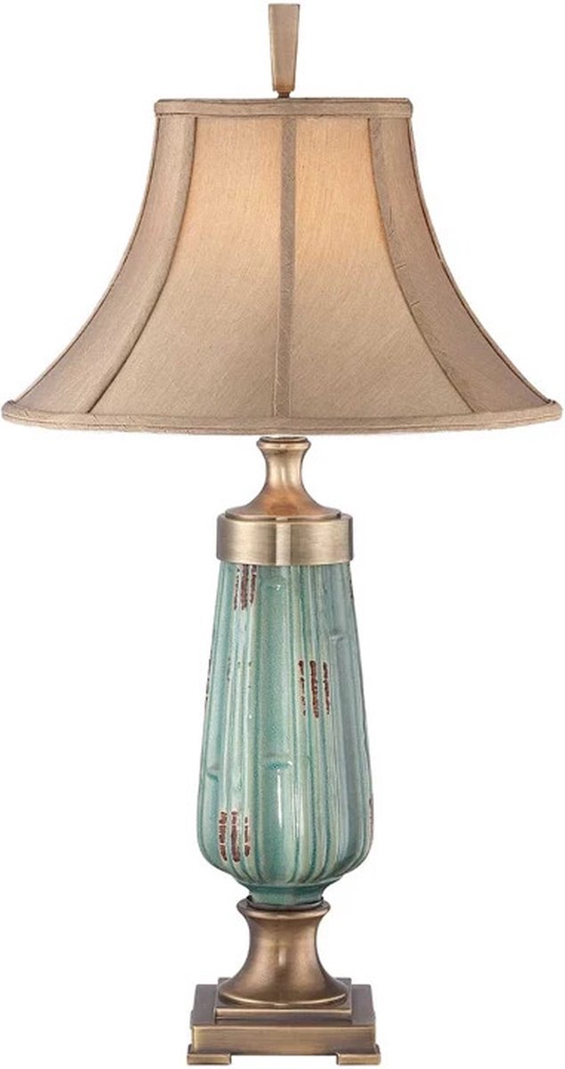 Quoizel LED Tafellamp Monteverde | 1X E27 Max 60W | Green/Aged Brass