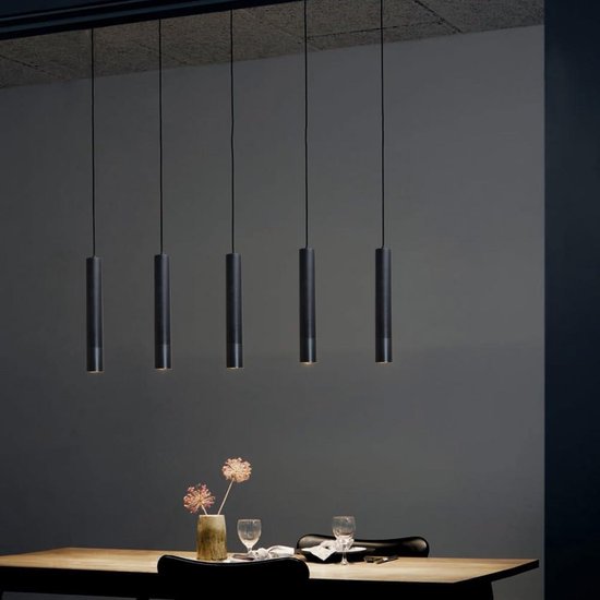 ouglres Hanglamp voor slaapkamer, 1 lamp, zwart, vintage keukenlamp, hangend, acryl en aluminium lampenkap, industriële GU10, hanglamp voor eetkamer, nachtkastje, bar, in hoogte verstelbaar