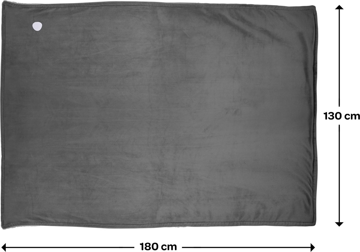 Afbeelding 2 van Inventum HB180G elektrische verwarmde bovendeken 180x130 cm - Eenpersoons - 9 warmtestanden - Uitwasbaar - Automatische uitschakeling - Fleece - Grijs