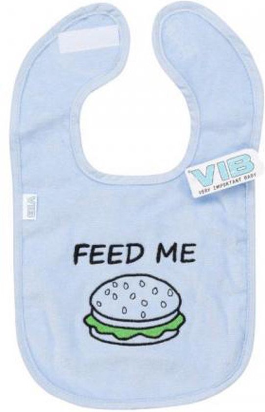 VIB® - Slabbetje Luxe velours - Feed me blauw (Hamburger) - Babykleertjes - Slabbetjes - zwangerschap aankondiging - baby aankondiging van VIB® — afbeelding 2