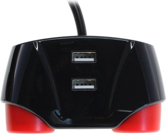 Foto: Sigarettenaanstekerplug splitter met 2x 12 24v en 4x usb a poort zwart rood 1 2 meter