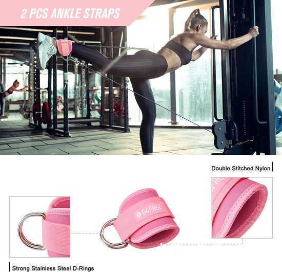 G4Free 7-Piece Dumbbell Set for Squat, Hip Thrusts, Lunges Standard Olympic Bars with 2 Fitness Ankle Safety Bands, 3 Hip Resistance Bands, Dumbbell Pad and Carry Bag (Pink