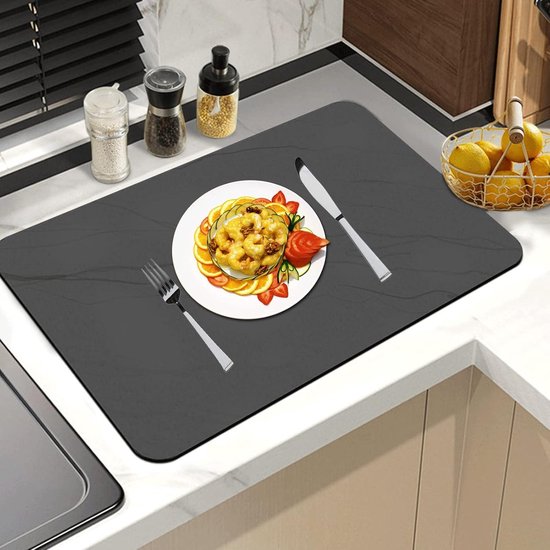 Afdruipmat servies, 60 x 40 cm, waterabsorberende kiezelgoer, mat