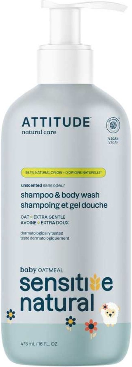 Attitude - Baby Leaves 2in1 Shampoo Oatmeal Sensitive Unscented- 473ml
