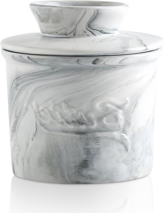 Porseleinen keramische botervloot - Franse botervloot met deksel - Watergekoeld met mes - Voor zachte en smeerbare boter