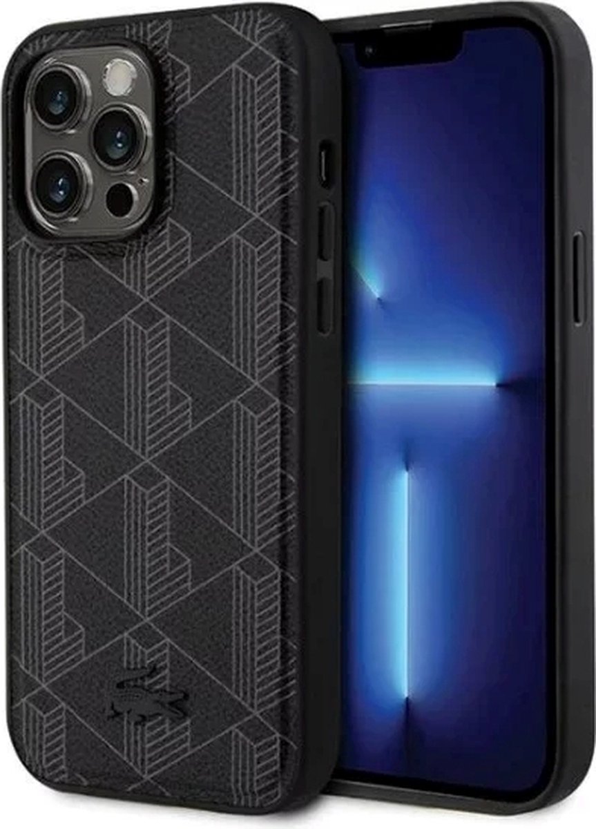 Lacoste iPhone 15 Pro Backcover hoesje - Magsafe - Zwart