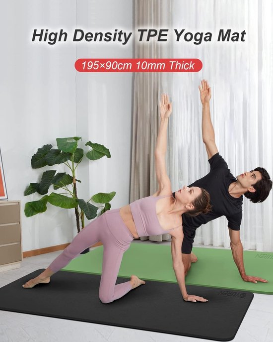 Antislip Yoga Mat 195×90cm 10mm Dik TPE Fitness XL Gymnastiekmat voor Fitness Cardio Pilates Home-oefenmat Yogamat — afbeelding 3