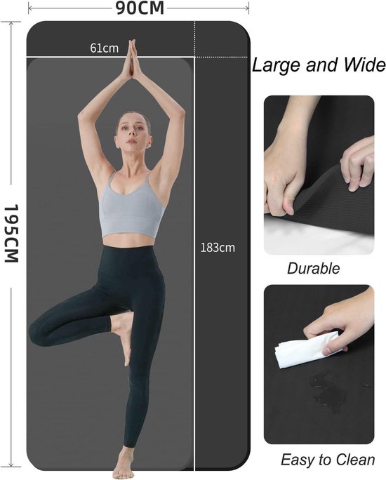Antislip Yoga Mat 195×90cm 10mm Dik TPE Fitness XL Gymnastiekmat voor Fitness Cardio Pilates Home-oefenmat Yogamat — afbeelding 5