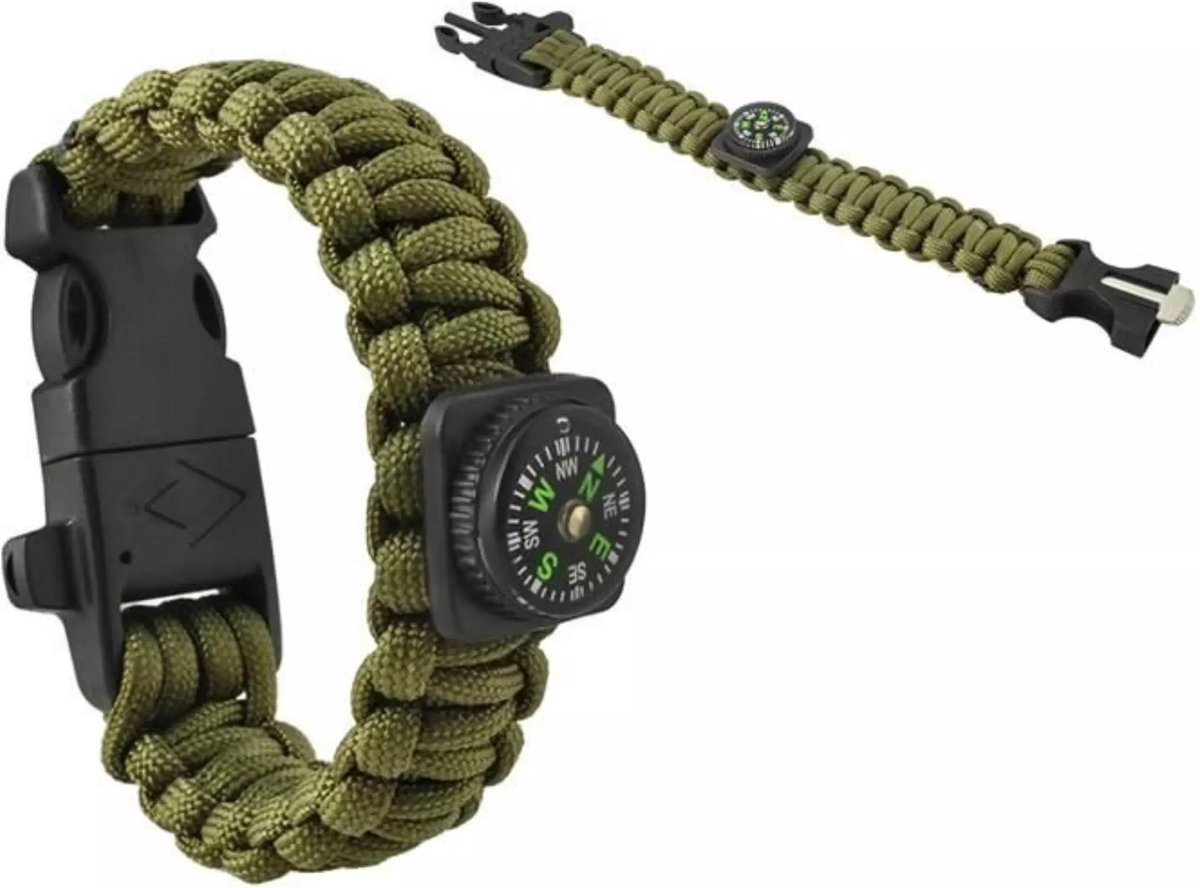 Trizand SURVIVAL Armband met Accessoires - Groen