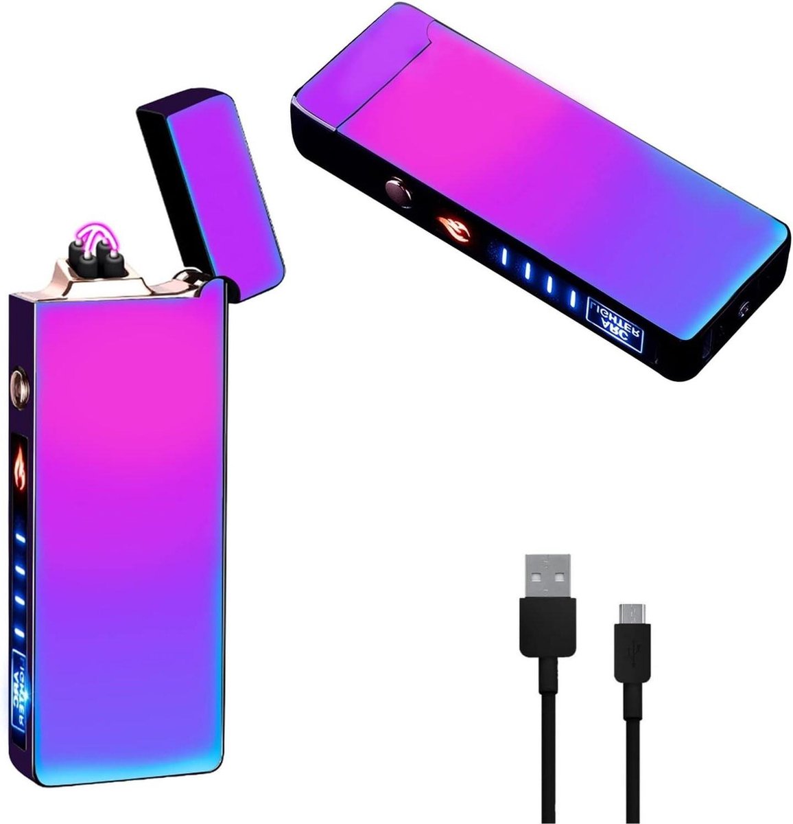 Goedkoopste Dubbele Boog Elektrische Aansteker PVD Coating USB Oplaadbaar - Aangepaste Aansteker voor Dames en Heren - Multi