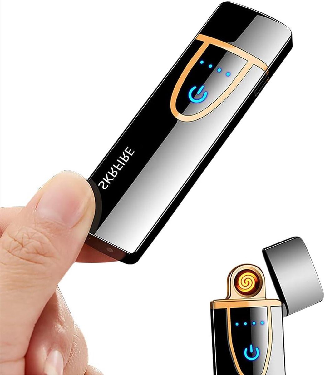 Goedkoopste Elektrische plasma-aansteker - winddicht en oplaadbaar - met LED-batterij-indicator (zwart