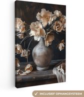 Peinture sur toile 90x140 cm - Décoration murale Fleurs - Vase - Art - Nature morte - Décoration murale murale salon - Décoration chambre - Accessoires de chambre - Peintures